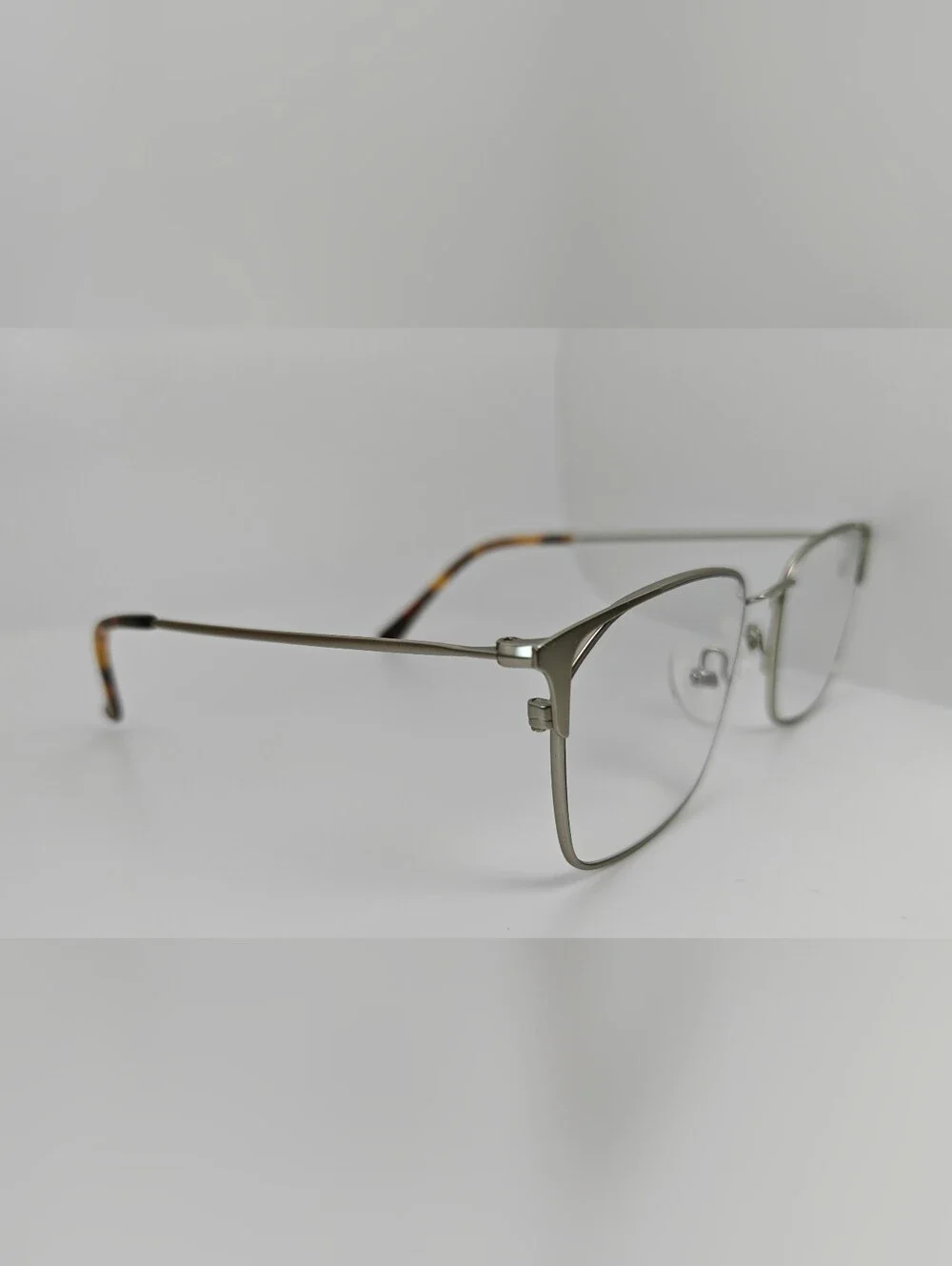 Emmett. Semi Cat Eye. Full Rim Silver Metal Frame.